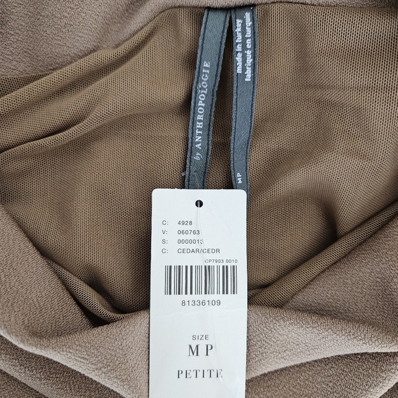 Anthropologie Maya Midi Sheath Dress Cedar Brown Sleeveless Ruched Petite PM - Picture 9 of 11